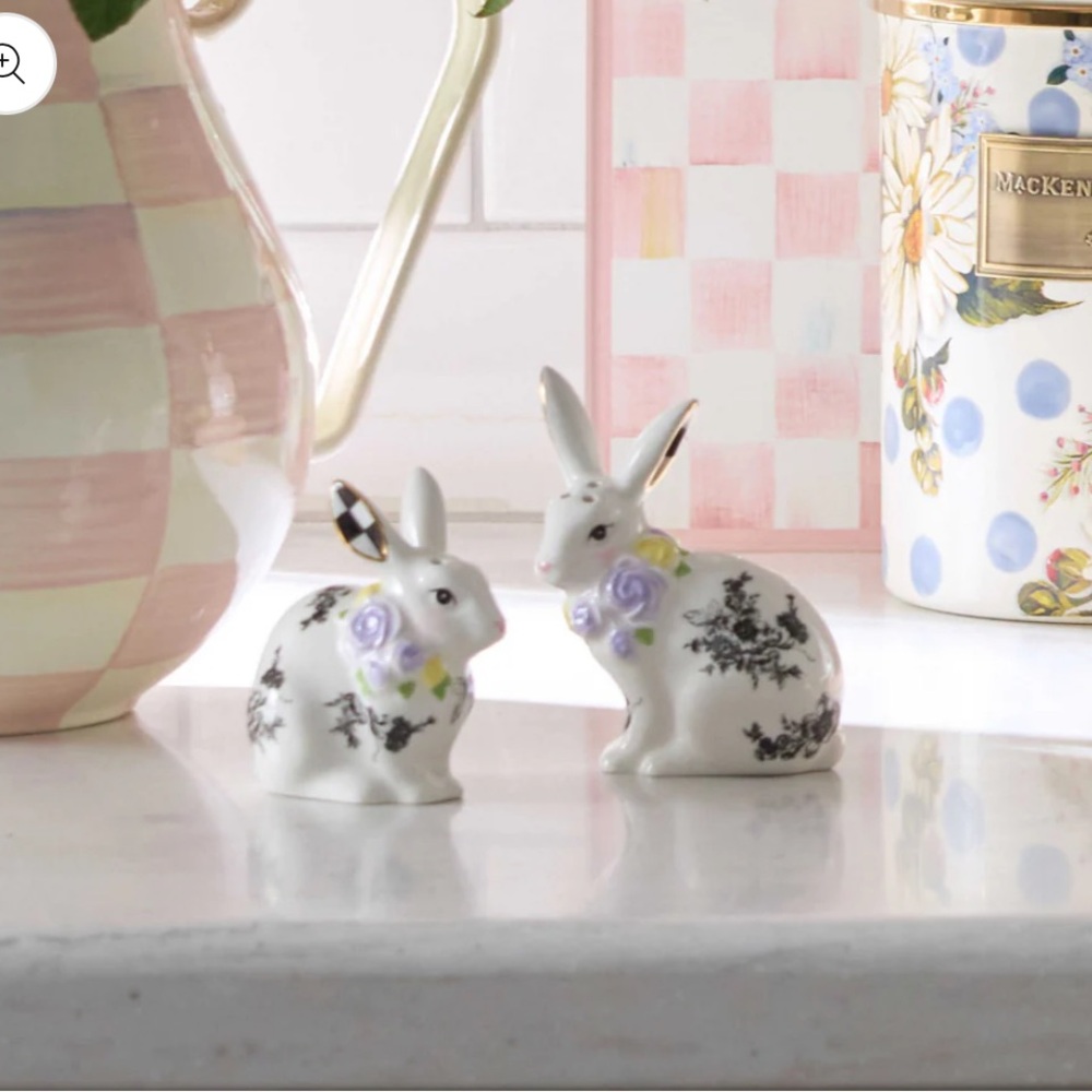 MacKenzie-Childs Butterfly Toile Bunny Salt & Pepper Set new in box